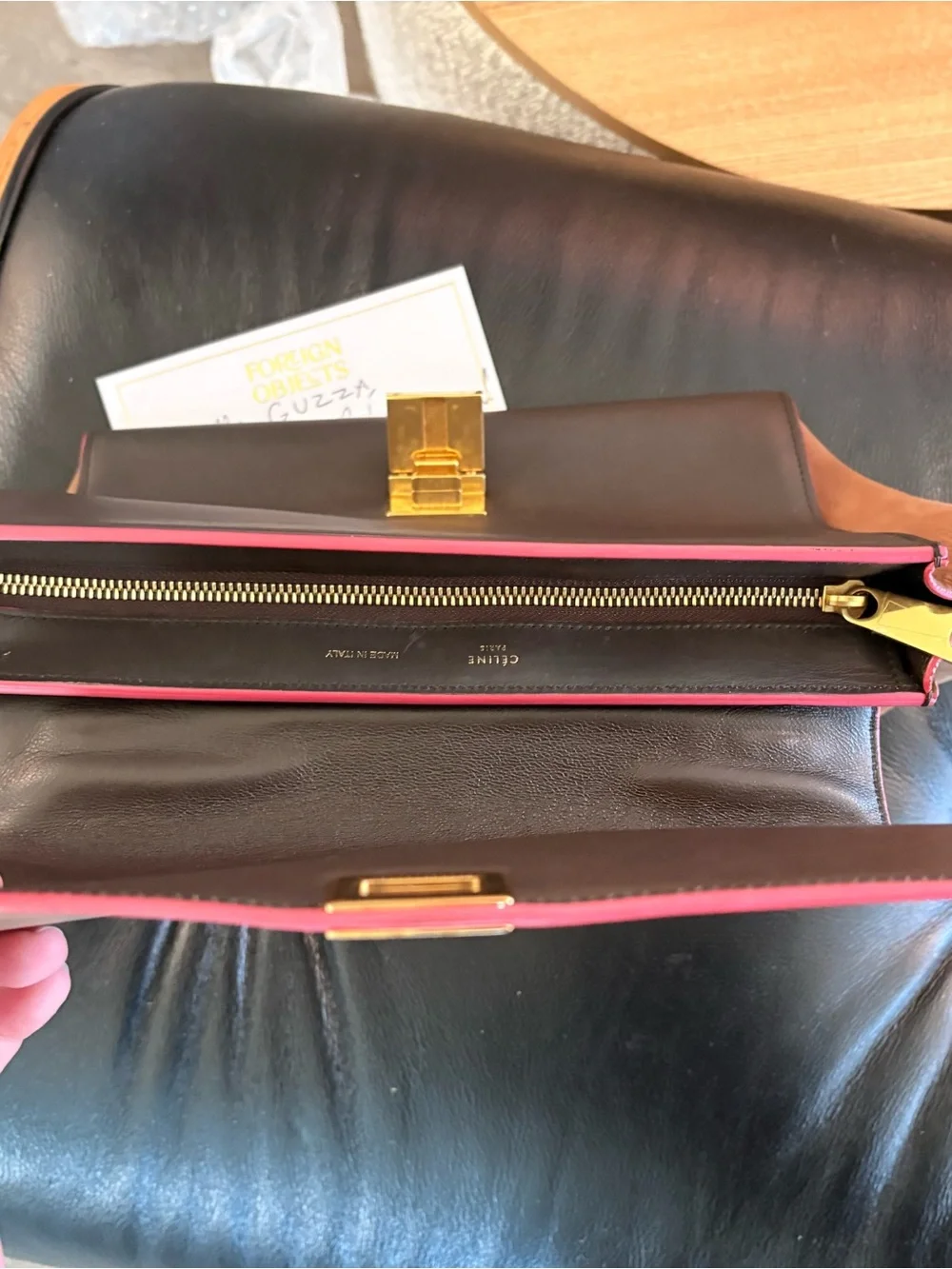 CELINE Trapeze handbag tote in Taupe and Brown - Pre-Loved Great condition w/COA